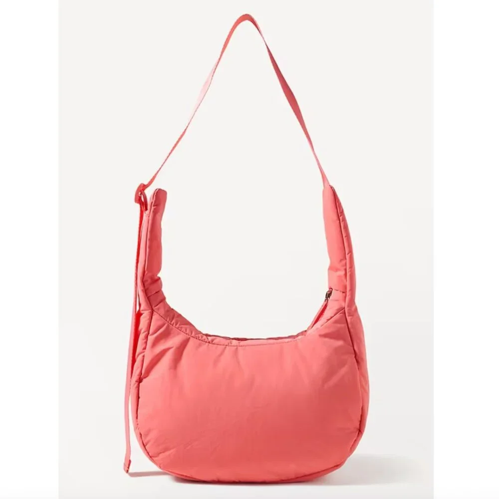 ATHLETA All About Small Crossbody Hobo Coral Puffer Bag NWT